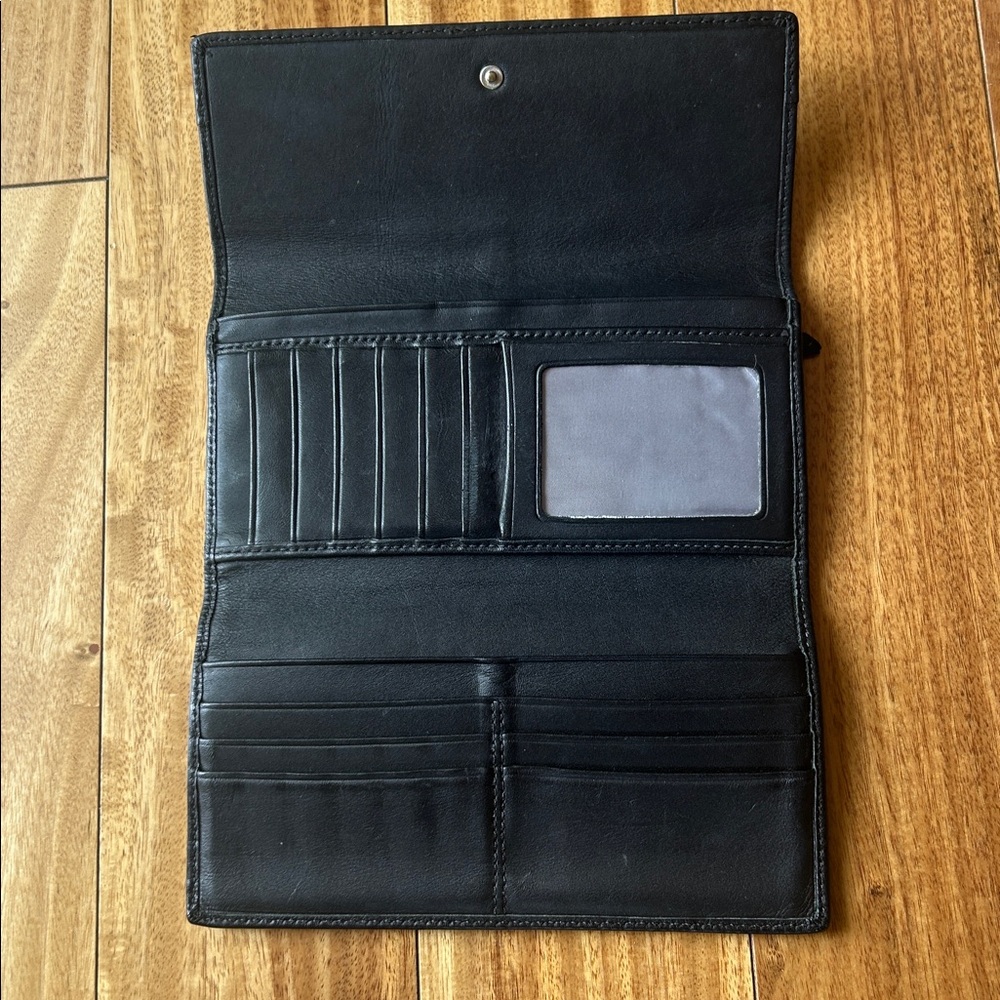 Coach Black Leather Fold-Over Clutch Wallet - Picture 2 of 6